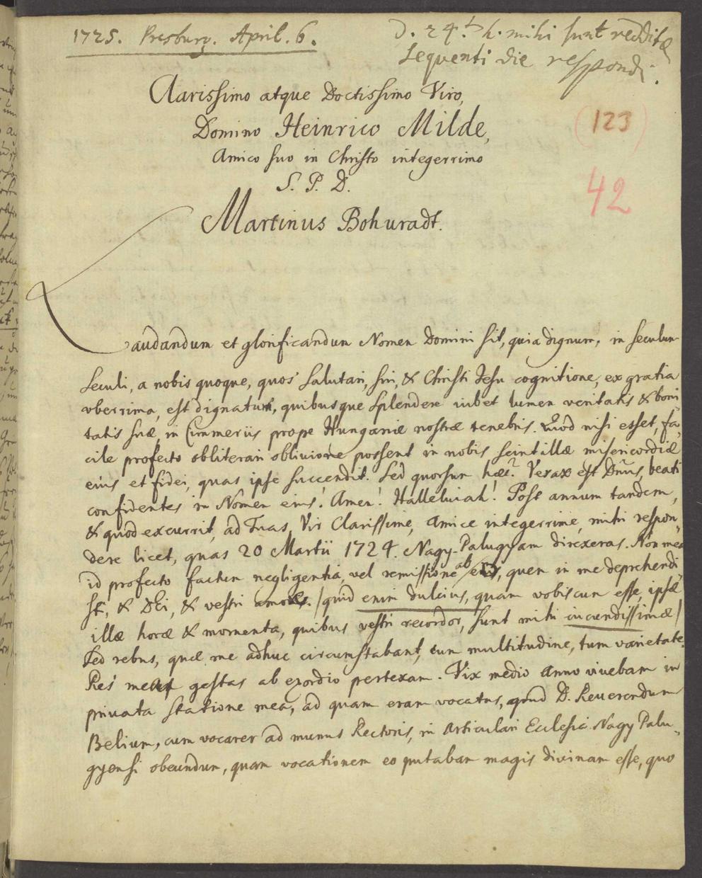 Brief von Martin Bohurad