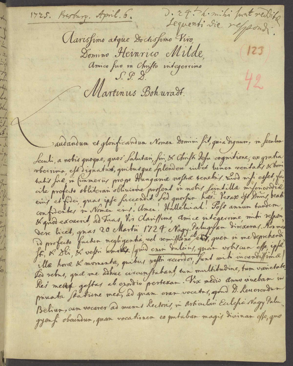 Brief von Martin Bohurad