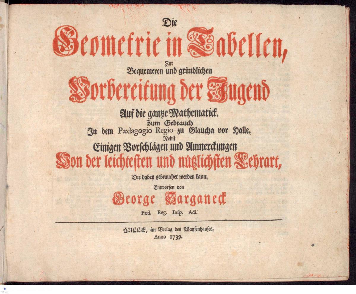 Sarganeck Geometrie in Tabellen