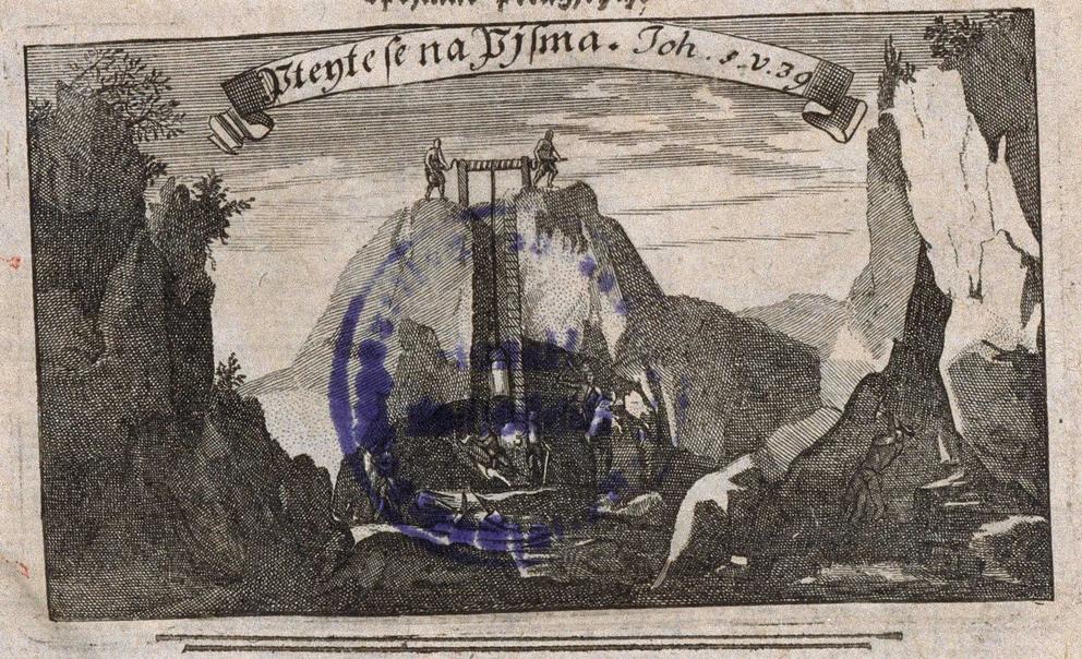 Böhmische Bibel Detailansicht Bergwerk