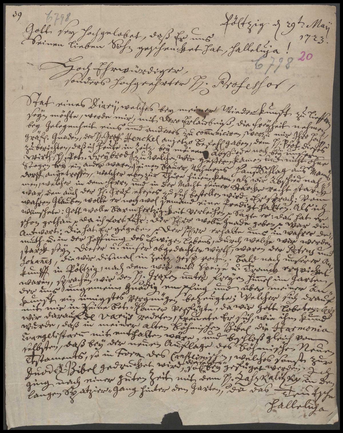 Brief von Milde an Francke